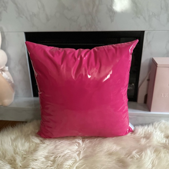 Dark Pink Faux Leather 22X 22 Throw Pillows - Picture 1 of 7